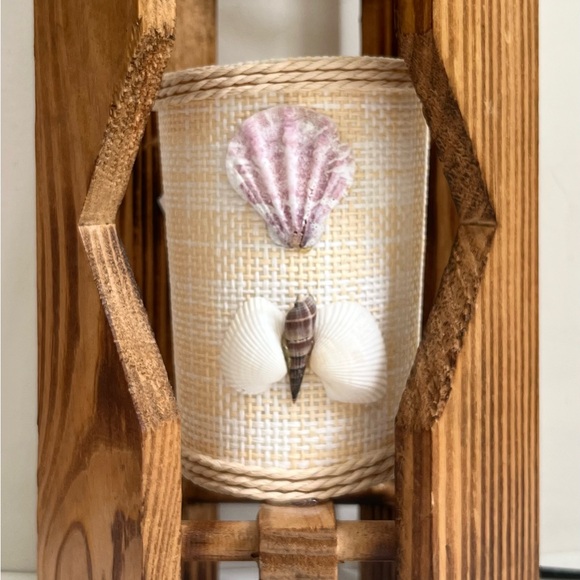Pair Of Handmade Brown Wood Beach Shells 11.5” Wired Mini Lamp Shade - Picture 5 of 8
